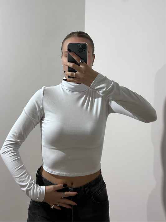 Maglia crop lupetto